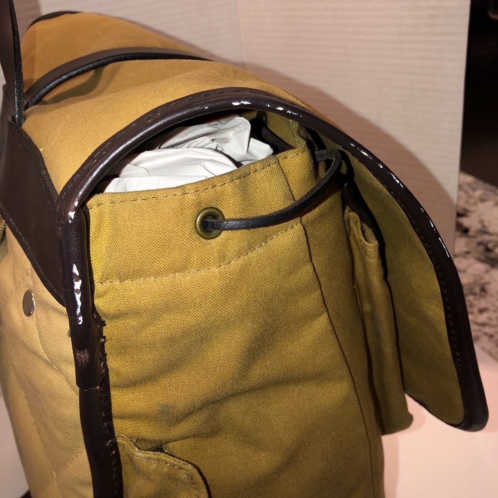 Filson Tan Tin Cloth Rugged Field Backpack Purse Bag - Picture 12 of 14